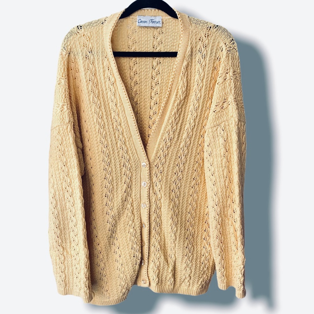 Cotton Forever cotton cable knit sweater cardigan
